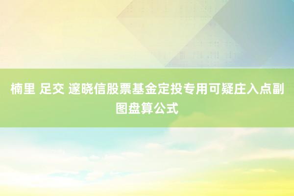 楠里 足交 邃晓信股票基金定投专用可疑庄入点副图盘算公式