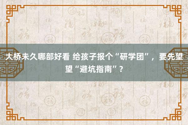 大桥未久哪部好看 给孩子报个“研学团”，要先望望“避坑指南”？