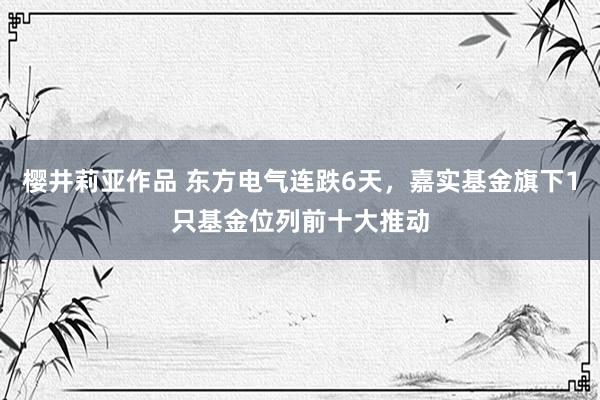 樱井莉亚作品 东方电气连跌6天，嘉实基金旗下1只基金位列前十大推动