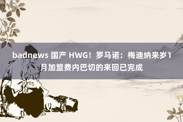 badnews 国产 HWG！罗马诺：梅迪纳来岁1月加盟费内巴切的来回已完成