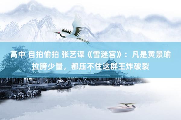 高中 自拍偷拍 张艺谋《雪迷宫》：凡是黄景瑜拉胯少量，都压不住这群王炸破裂