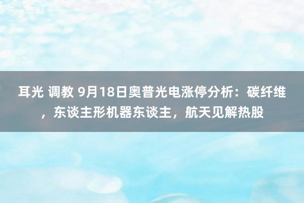 耳光 调教 9月18日奥普光电涨停分析：碳纤维，东谈主形机器东谈主，航天见解热股