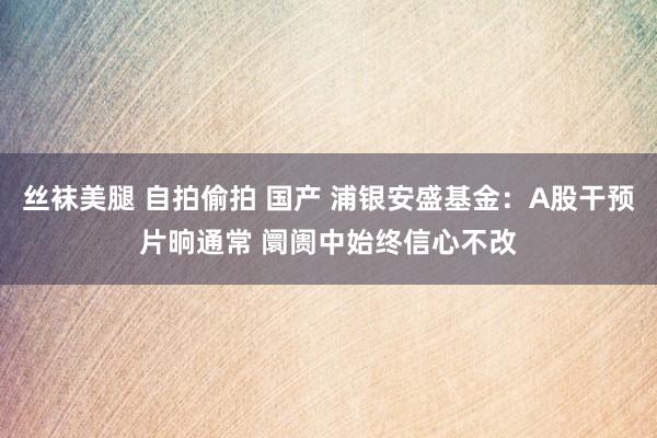 丝袜美腿 自拍偷拍 国产 浦银安盛基金：A股干预片晌通常 阛阓中始终信心不改