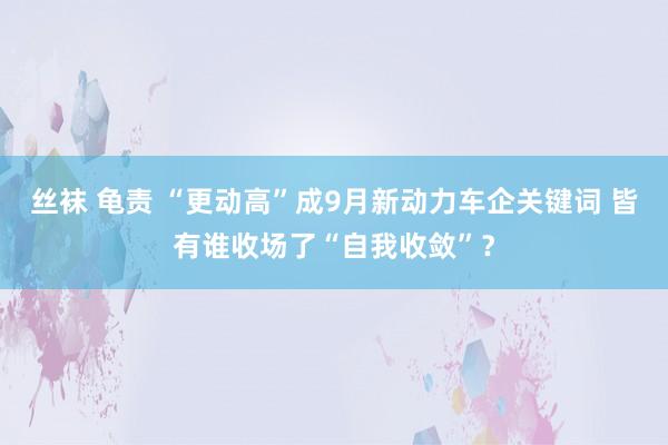 丝袜 龟责 “更动高”成9月新动力车企关键词 皆有谁收场了“自我收敛”？