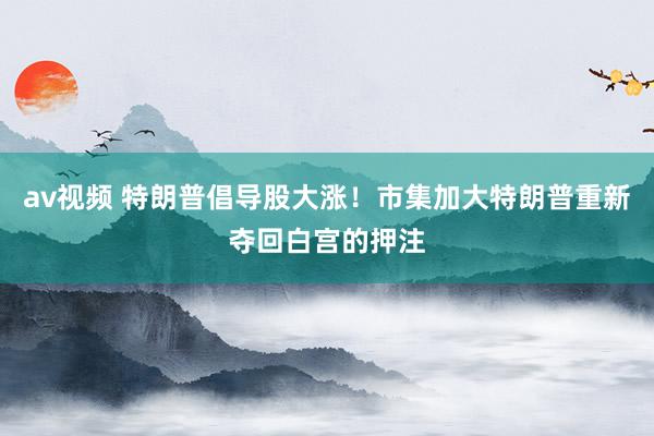 av视频 特朗普倡导股大涨！市集加大特朗普重新夺回白宫的押注