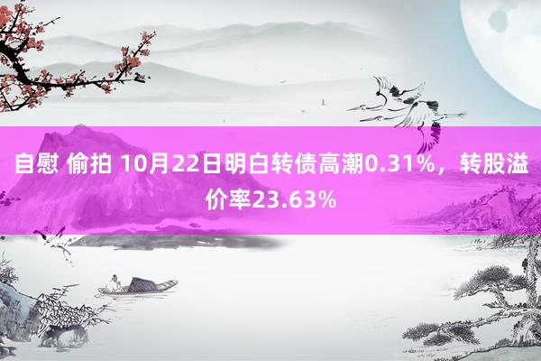 自慰 偷拍 10月22日明白转债高潮0.31%，转股溢价率23.63%