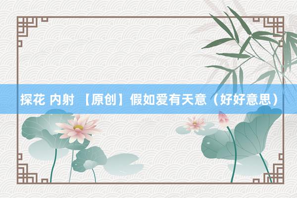 探花 内射 【原创】假如爱有天意（好好意思）