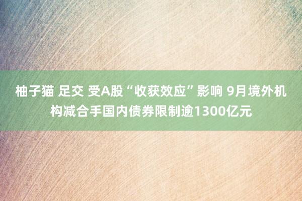 柚子猫 足交 受A股“收获效应”影响 9月境外机构减合手国内债券限制逾1300亿元