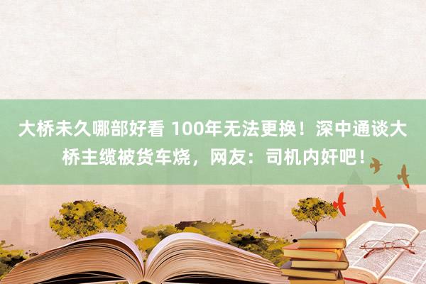 大桥未久哪部好看 100年无法更换！深中通谈大桥主缆被货车烧，网友：司机内奸吧！