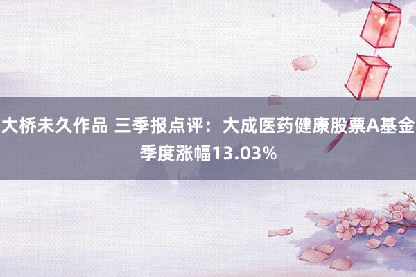 大桥未久作品 三季报点评：大成医药健康股票A基金季度涨幅13.03%