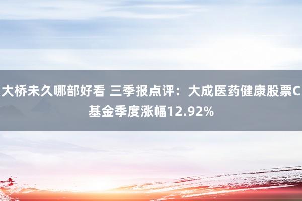 大桥未久哪部好看 三季报点评：大成医药健康股票C基金季度涨幅12.92%