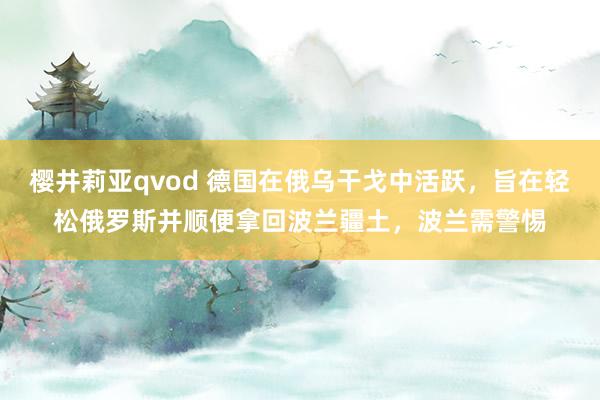 樱井莉亚qvod 德国在俄乌干戈中活跃，旨在轻松俄罗斯并顺便拿回波兰疆土，波兰需警惕