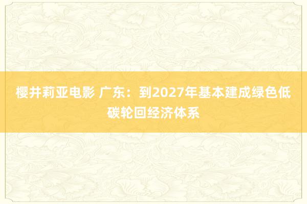 樱井莉亚电影 广东：到2027年基本建成绿色低碳轮回经济体系