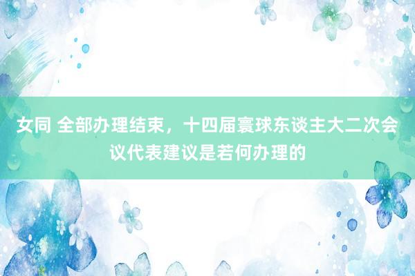 女同 全部办理结束，十四届寰球东谈主大二次会议代表建议是若何办理的