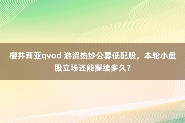 樱井莉亚qvod 游资热炒公募低配股，本轮小盘股立场还能握续多久？