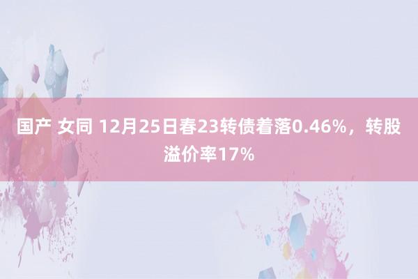 国产 女同 12月25日春23转债着落0.46%，转股溢价率17%