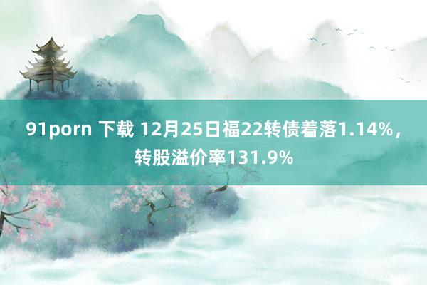 91porn 下载 12月25日福22转债着落1.14%，转股溢价率131.9%