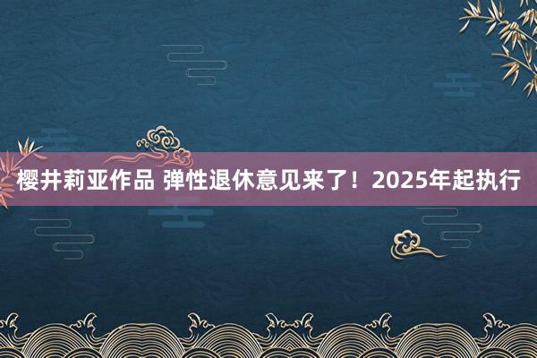 樱井莉亚作品 弹性退休意见来了！2025年起执行