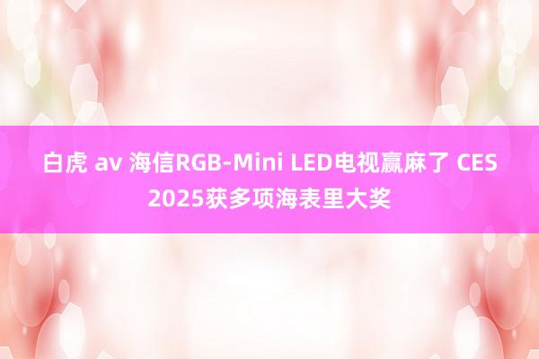 白虎 av 海信RGB-Mini LED电视赢麻了 CES2025获多项海表里大奖