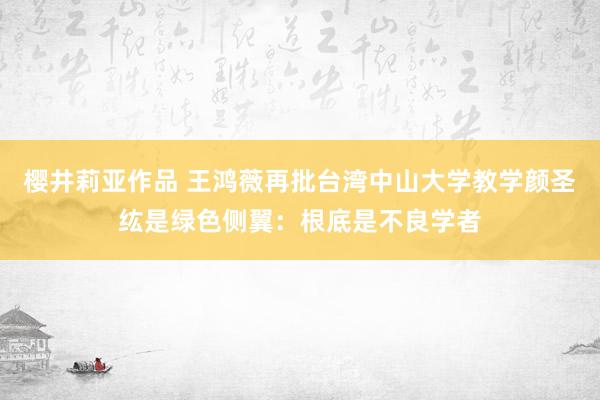 樱井莉亚作品 王鸿薇再批台湾中山大学教学颜圣纮是绿色侧翼：根底是不良学者