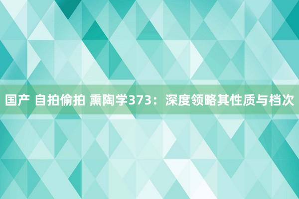 国产 自拍偷拍 熏陶学373：深度领略其性质与档次