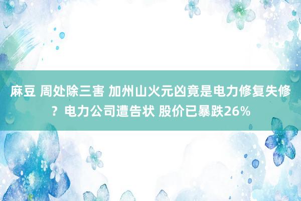 麻豆 周处除三害 加州山火元凶竟是电力修复失修？电力公司遭告状 股价已暴跌26%